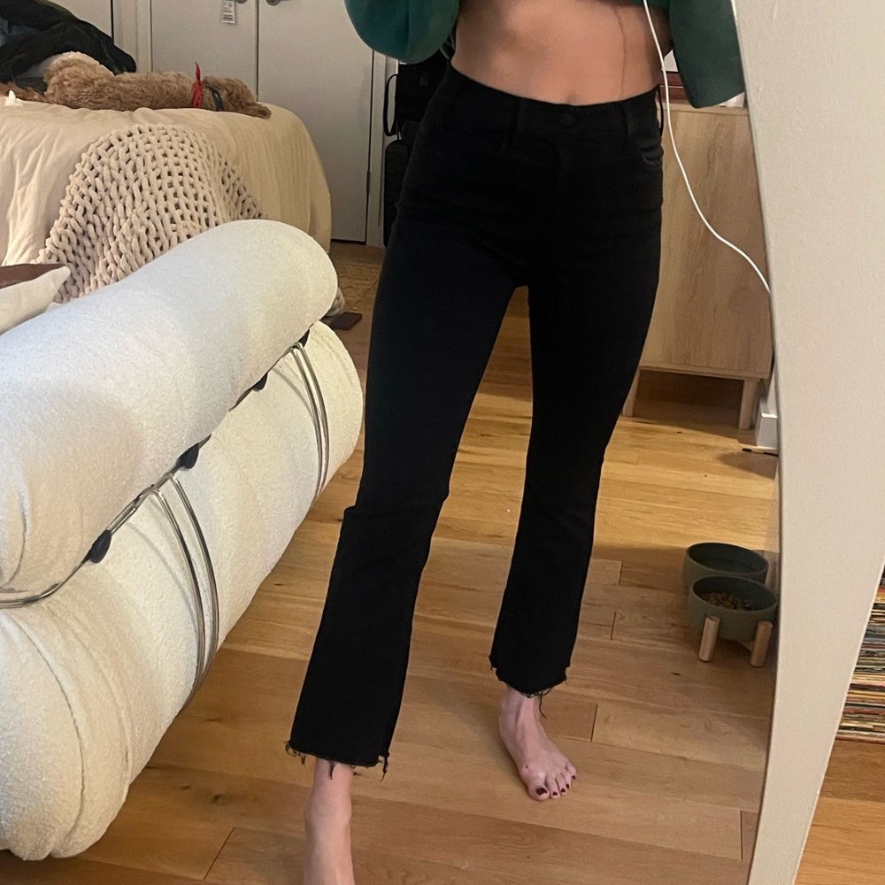 MOTHER Denim Black Kick-Flare Jeans
